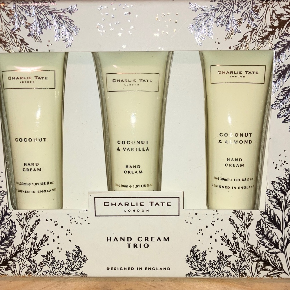 Charlie Tate London Hand Cream Set - Coconut, Vanilla, Almond 1 Oz. Each New